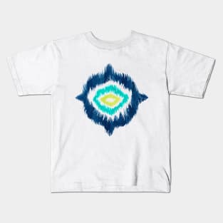 Hand Painted Blue Ikat Ogee Kids T-Shirt